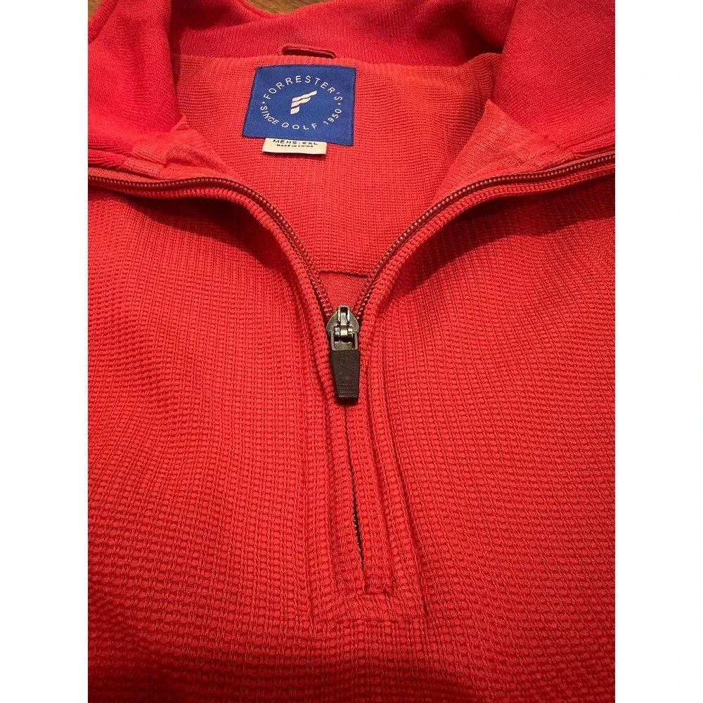 Forrester's Golf Pullover Men XXL Red Excellent Vintage 1/4 Zip Waffle Knit